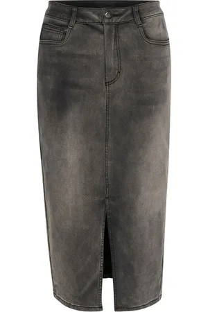 Kaffe Femme, Jupes, Bleu, Taille: 38 FR Jupe en Denim avec Taille Haute et Fente Avant