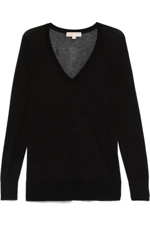 Michael Kors Femme, Pulls, Noir, Taille: 40 FR Pull Noir à Côtes Manches Longues