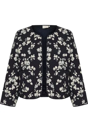 Kaffe Femme, Vestes, Noir, Taille: 36 FR Veste Matelassée Marine Flower Style
