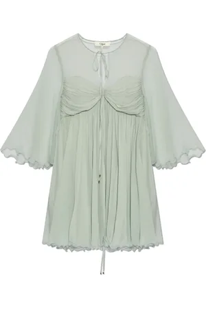Chloé Femme, Robes, Bleu, Taille: 36 FR Robe en soie avec drapage