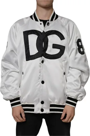 Dolce & Gabbana Homme, Vestes, Blanc, Taille: L Bomber avec Détails Métalliques en Blanc