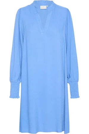 Kaffe Femme, Robes, Bleu, Taille: 48 FR Robe Fluide avec Poignets Smock