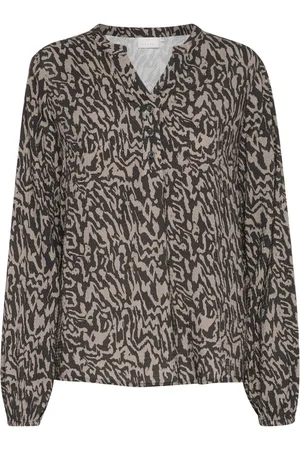 Kaffe Femme, Blouses et Chemises, Multicolore, Taille: 48 FR Chemisier Lignes Graphiques Noir/Éléphant