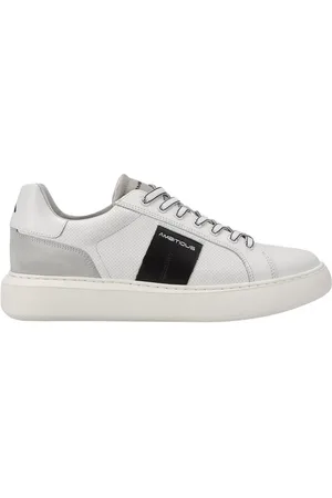Ambitious Homme, Chaussures, Blanc, Taille: 43 EU Baskets Décontractée en Cuir avec Détails Contrastants