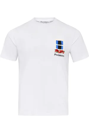 J.W.Anderson Homme, Tops, Blanc, Taille: M T-shirt blanc avec broderie élégante