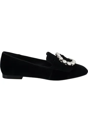 Dolce & Gabbana Femme, Chaussures, Noir, Taille: 36 EU Chic Mocassins en Velours avec Cristaux