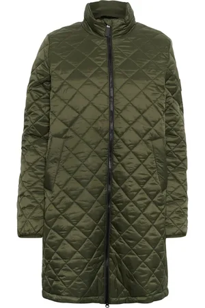 Kaffe Femme, Vestes, Vert, Taille: 46 FR Veste Longue Matelassée Grape Leaf