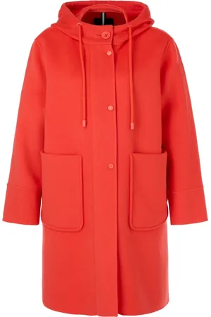 Marc Cain Femme, Manteaux, Rouge, Taille: 40 FR Manteau à capuche avec fermeture éclair