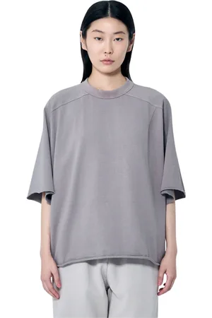 Entire Studios Femme, Tops, Gris, Taille: 38 FR T-shirt Boxy en Coton Col Rond Manches Courtes