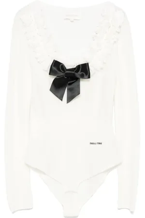 Shushu/Tong Femme, Tops, Blanc, Taille: 36 FR Body en Tricot à Volants avec