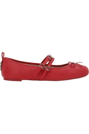 Pinko Femme, Chaussures, Rouge, Taille: 37 EU Chaussures plates rouges en cuir de chèvre
