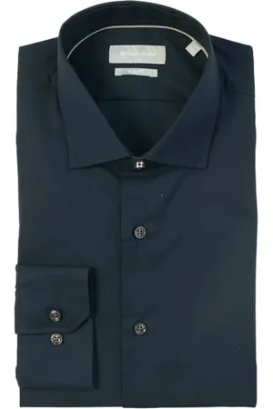 Michael Kors Homme, Chemises, Bleu, Taille: L Chemise Slim Fit en Coton avec Col Français
