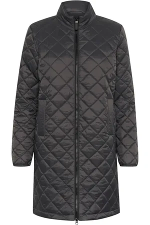 Kaffe Femme, Manteaux, Noir, Taille: 36 FR Veste Longue Matelassée Noir Huître