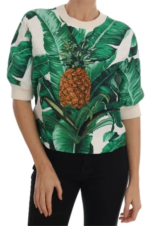 Dolce & Gabbana Femme, Pulls, Multicolore, Taille: 36 FR Pull Tropical Ananas à Paillettes
