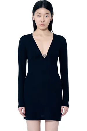 Diesel Femme, Robes, Noir, Taille: 42 FR Robe Longue en Tricot de Laine