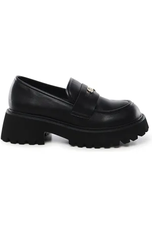 V°73 Femme, Chaussures, Noir, Taille: 37 EU Mocassins Noirs avec Semelle Urbaine et Logo