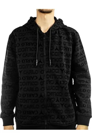 Carlo Colucci Homme, Sweatshirts et sweats à capuche, Noir, Taille: S Gilet à Capuche Homme Noir