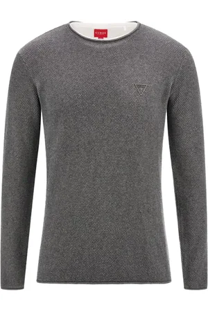 Guess Homme, Tops, Gris, Taille: M Pull en coton à manches longues - Gris
