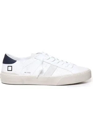 D.A.T.E. Homme, Chaussures, Blanc, Taille: 40 EU Baskets en Cuir Blanc Bleu Semelle à Bande