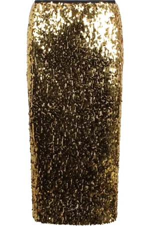 NUDE Femme, Jupes, Jaune, Taille: 36 FR Jupe Midi à Paillettes et Tulle