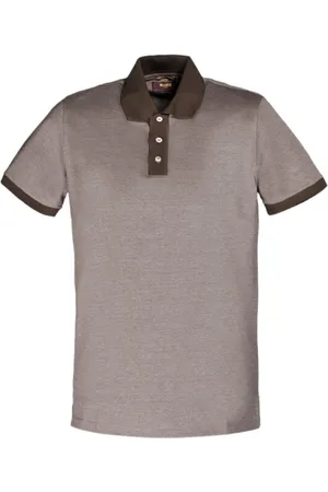 MOORER Homme, Tops, Brun, Taille: XL Polo de luxe en Pique Oxford