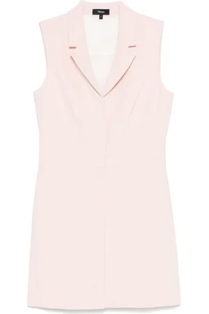 THEORY Femme, Robes, Rose, Taille: 38 FR Robe sans Manches Rose Poudré avec Revers Cran