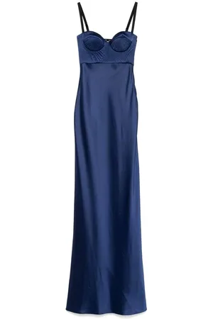 Anna October Femme, Robes, Bleu, Taille: 40 FR Robe Matelassée Bleu Marine avec Bretelles