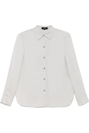 THEORY Femme, Blouses et Chemises, Gris, Taille: 40 FR Chemise Classique Grise à Boutons