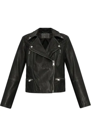 AllSaints Femme, Vestes, Noir, Taille: 34 FR Veste en cuir Cargo