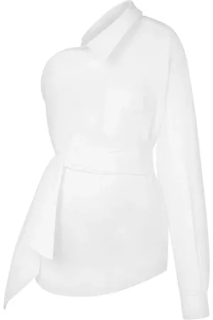 Moschino Femme, Blouses et Chemises, Blanc, Taille: 36 FR Chemise Blanche Asymétrique à Boutons