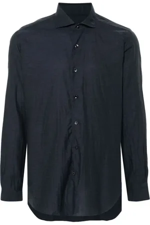 BARBA Homme, Chemises, Bleu, Taille: L Chemise en Coton Bleu Marine