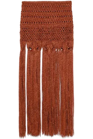 Alanui Femme, Jupes, Brun, Taille: 40 FR Jupe Marron Rouille à Franges