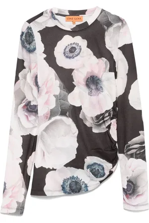 STINE GOYA Femme, Tops, Multicolore, Taille: 36 FR Pull Noir à Imprimé Floral