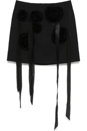 Baum und Pferdgarten Femme, Jupes, Noir, Taille: 36 FR Jupe Noire avec Application Florale