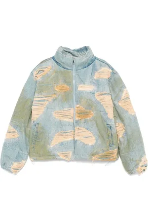 Who Decides War Homme, Vestes, Multicolore, Taille: 2XL Veste en Denim Décoloré