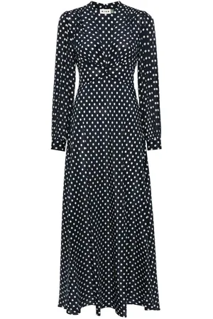 RIXO London Femme, Robes, Bleu, Taille: 40 FR Navy Polka Dot Silk Dress