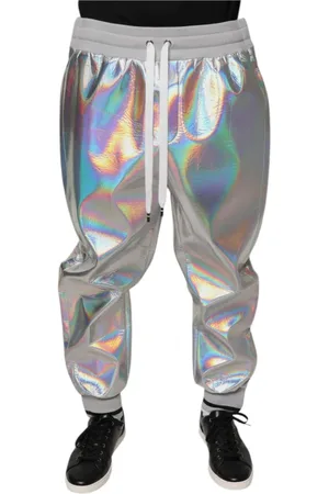 Dolce & Gabbana Homme, Pantalons, Gris, Taille: L Iridescent Logo Jogger Pantalons de survêtement