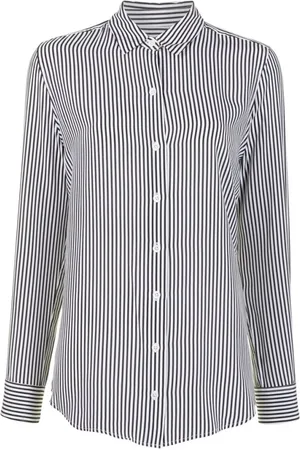 Equipment Femme, Blouses et Chemises, Noir, Taille: 44 FR Chemise Soie Rayures Classique