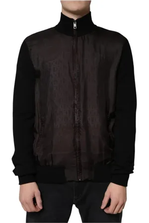 Dolce & Gabbana Homme, Vestes, Noir, Taille: L Bomber en Mélange de Cachemire avec Monogramme