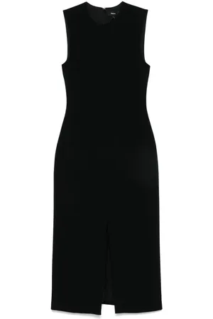 THEORY Femme, Robes, Noir, Taille: 40 FR Robe Noire Sans Manches Col Rond