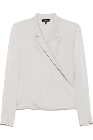 THEORY Femme, Blouses et Chemises, Gris, Taille: 40 FR Décolleté en V Chemise à manches longues