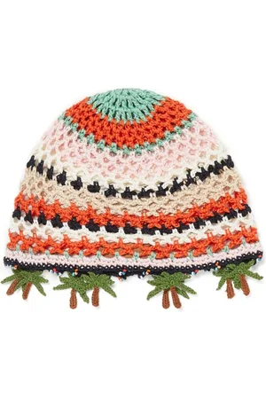 Alanui Femme, Accessoires, Multicolore, Taille: ONE Size Chapeau Orange Tricoté Couronne Ronde