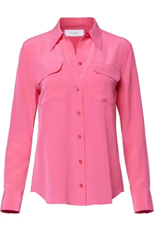 Equipment Femme, Blouses et Chemises, Rose, Taille: 36 FR Chemise en Soie Rose Col Classique