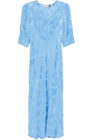 RIXO London Femme, Robes, Bleu, Taille: 44 FR Robe Bleu Bleuet avec Fermeture Éclair Côté
