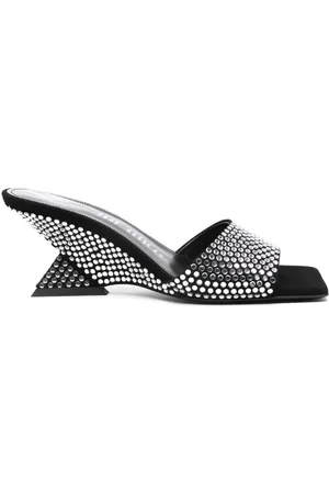 The Attico Femme, Chaussures, Noir, Taille: 36 EU Sandales Compensées Noires avec Cristaux