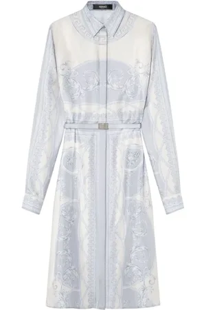 VERSACE Femme, Robes, Multicolore, Taille: 40 FR Robe en Soie à Imprimé Barocco