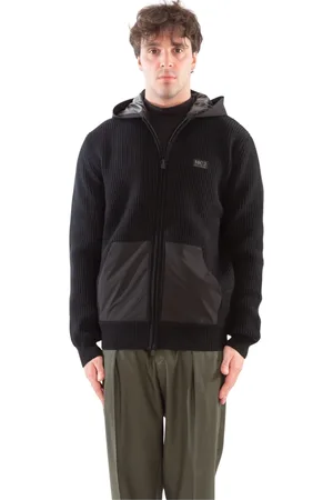 MC2 SAINT BARTH Homme, Sweatshirts et sweats à capuche, Noir, Taille: L Merino Ribbed Sweat à capuche