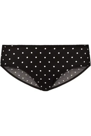 Dolce & Gabbana Femme, Sous-vêtements, Noir, Taille: 38 FR Sous-vêtements en Soie à Pois avec Bordure Festonnée