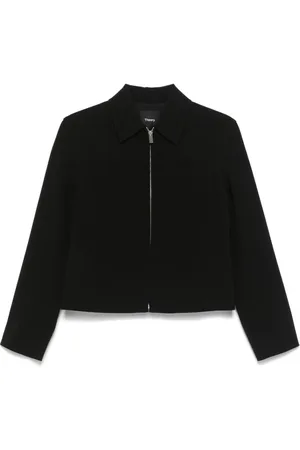 THEORY Femme, Vestes, Noir, Taille: 38 FR Veste Noire à Fermeture Éclair Avant Courte