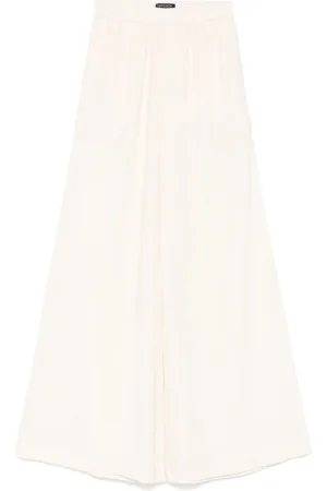 GIANLUCA CAPANNOLO Femme, Pantalons, Blanc, Taille: 40 FR Blanc Ceinture Élastique Poches Latérales